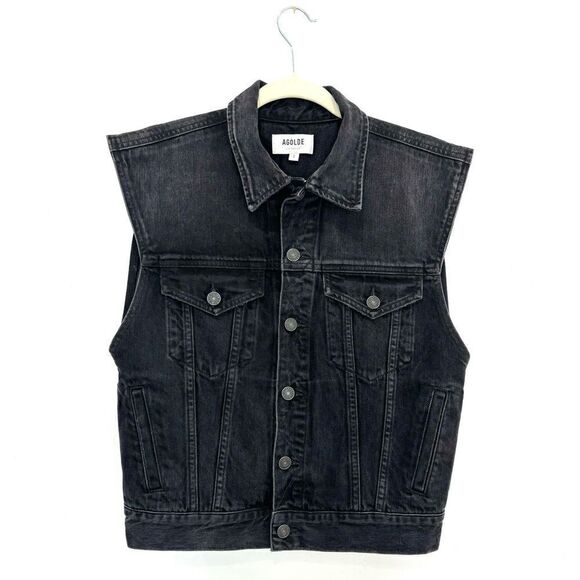 AGOLDE Denim Vest in Black - Picture 2 of 7